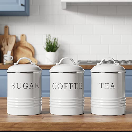 Barnyard Designs Canister Sets for Kitchen Counter, Ceramic Canister Set,  Decorative Kitchen Canisters, Coffee Tea Sugar Container Set, Rustic