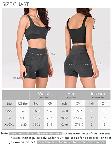 ODODOS Seamless Yoga Shorts for Women with Pockets Ribbed High Waist G –  Beauty and the Beat, LLC