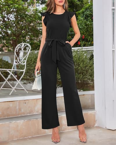 Jumpsuits for Women Dressy Summer Wide Leg Pants High Waist Wide Leg Romper  with Pockets One Piece Casual Outfits Jumpsuits for Women Dressy Wedding Red  XL 