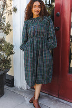 All I Want Hunter Green Plaid Check Woven Pocketed Dress