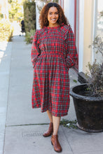 All I Want Hunter Red Plaid Check Woven Pocketed Dress