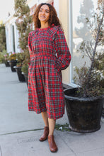 All I Want Hunter Red Plaid Check Woven Pocketed Dress