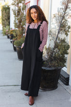 Feeing Joyful Black Wide Leg Adjustable Baggy Bib Jumpsuit