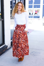 Casual Living Rust Floral Tiered Smocked Waist Midi Skirt