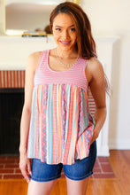 Pink Two-Tone Boho Print Back Tie Tank