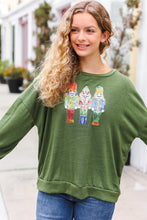 Be Merry Forest Green Nutcracker Sequin Hacci Top