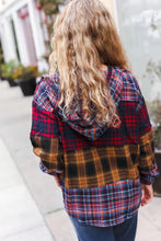 Holiday Ready Red & Mustard Plaid Notched Neck Flannel Hoodie