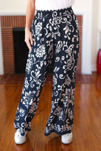 You Got This Navy Paisley Floral Smocked Waist Palazzo Pants