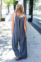 Everyday Grey Olive Wide Leg Suspender Overall Jumpsuit