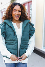 Feeling Festive Hunter Green Zipper Up Quilted Ruffle Sleeve Puffer Vest