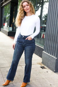 Judy Blue Dark Wash Western Seam Straight Leg Jeans