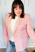 Get To It Pink Plaid Double Breasted Collar Lapel Blazer