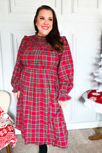 All I Want Hunter Red Plaid Check Woven Pocketed Dress