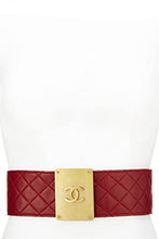 Chanel, Pre-Loved Red Quilted Leather 'CC' Buckle Belt 70, Red