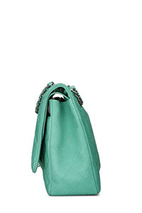 Chanel, Pre-Loved Green Quilted Caviar New Classic Double Flap Maxi, Green