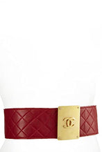 Chanel, Pre-Loved Red Quilted Leather 'CC' Buckle Belt 70, Red