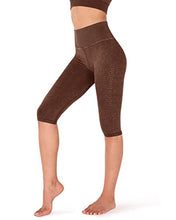 ODODOS Seamless Capris for Women Knee Length Ribbed High Waist Gym Workout Athletic Casual Yoga Crop Leggings, Stone Washing Brown, X-Small/Small