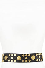 Chanel, Pre-Loved Black Coin Embellished Leather Belt 70, Black