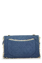 Chanel, Pre-Loved Blue Quilted Denim Half Flap Maxi, Blue