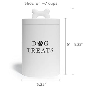 Barnyard Designs Large Dog Treat Container Airtight, Cute Dog Treat Jar, Large Dog Treat Containers with Lids, Rustic Dog Treat Storage Container, Ceramic Dog Treat Jars for Kitchen Counter, White