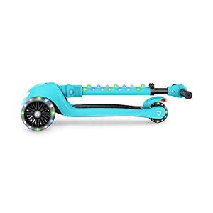 Jetson Scooters - Jupiter Mini 3 Wheel Kick Scooter (Blue) - Collapsible Portable Kids Three Wheel Push Scooter - Lightweight Folding Design with High Visibility RGB Light Up LEDs on Stem and Wheels