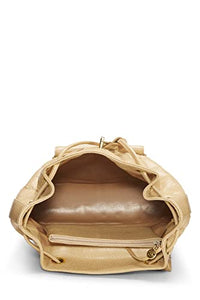 Chanel, Pre-Loved Beige Quilted Caviar Circle Lock Backpack Large, Beige