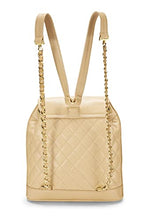 Chanel, Pre-Loved Beige Quilted Caviar Circle Lock Backpack Large, Beige