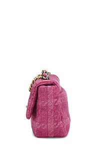 Chanel, Pre-Loved Pink Quilted Tweed 19 Flap Bag Medium, Pink