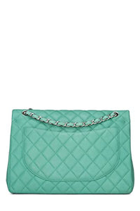 Chanel, Pre-Loved Green Quilted Caviar New Classic Double Flap Maxi, Green