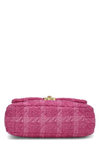 Chanel, Pre-Loved Pink Quilted Tweed 19 Flap Bag Medium, Pink