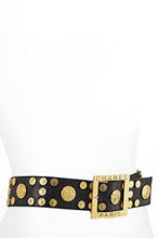 Chanel, Pre-Loved Black Coin Embellished Leather Belt 70, Black