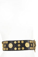 Chanel, Pre-Loved Black Coin Embellished Leather Belt 70, Black