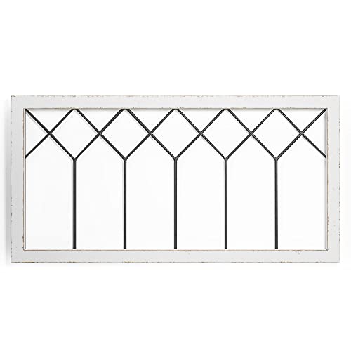 Barnyard Designs 39x19.75 Rustic Window Frame Wall Decor Farmhouse Window Wall Decor, Vintage Country Wall Hanging Decor Farmhouse Bedroom Decor, Window Decor Vintage Wall Decor, Single, White/Black