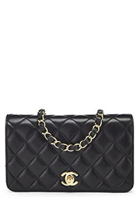 Chanel, Pre-Loved Black Quilted Lambskin Full Flap Mini, Black