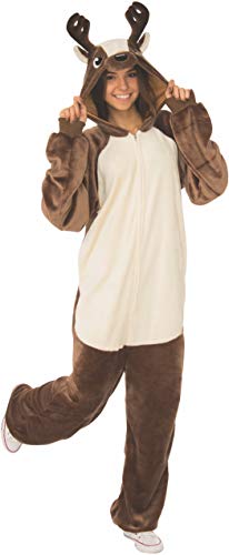 Rubie's womens One-piece Costume Comfy Wear One Piece Hooded Jumpsuit, Reindeer, Small Medium US