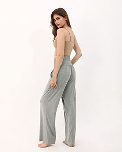 ODODOS Women's Wide Leg Palazzo Lounge Pants with Pockets Light Weight Loose Comfy Casual Pajama Pants-28 inseam, Gray Heather, Medium