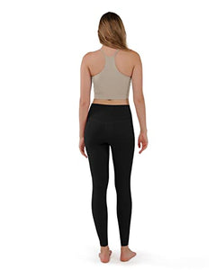 ODODOS Women's Cross Waist Yoga Leggings with Inner Pocket, Non See-Through Workout Running Tights Athletic Pants-Inseam 28", Black, Small