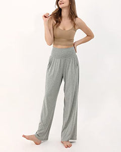 ODODOS Women's Wide Leg Palazzo Lounge Pants with Pockets Light Weight Loose Comfy Casual Pajama Pants-28 inseam, Gray Heather, Medium