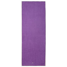 Gaiam Stay Put Yoga Towel Mat Size Yoga Mat Towel (Fits Over Standard Size Yoga Mat - 68"L x 24"W), Purple