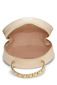 Chanel, Pre-Loved Beige Quilted Patent Leather Round 'CC' Bag, Beige