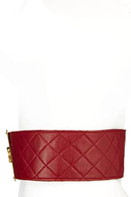 Chanel, Pre-Loved Red Quilted Leather 'CC' Buckle Belt 70, Red