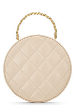 Chanel, Pre-Loved Beige Quilted Patent Leather Round 'CC' Bag, Beige