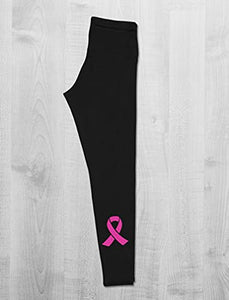 Tstars Breast Cancer Awareness Legging Ribbon only Ribbon Black Large