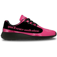 Uminder Womens Breast Cancer Awareness Shoes Mens Running Shoes Walking Tennis Sneakers Breast Cancer Ribbon Pink Sunflower Shoes Gifts for Mom Women,Size 7.5 Men/9 Women Black