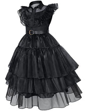 Wednesday Addams Dress Up Costume for Girls Birthday Halloween Cosplay Party with Wig Socks Belts 3T 4T (110cm)