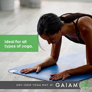 Gaiam Exercise & Fitness Mat - Premium Dry-Grip Thick Non Slip for Hot Yoga, Pilates & Floor Workouts (68"L x 24"W x 5mm) - Black