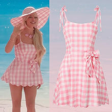 Hitormoon Adult Bar-bie Costume Dress Outfit for Women Cosplay with Accessories Halloween Costume Princess Movie Pink Plaid Dresses HN006S