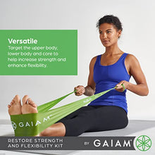 Gaiam Restore Strength and Flexibility Resistance Band Kit Set - 3 Levels of Resistance - Strength Training Workout Bands for Stretching Muscles - Versatile Exercise Tool - Light, Medium, and Heavy