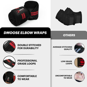 DMoose Elbow Wraps for Weightlifting, Bench Press, Cross Training & Powerlifting for Men and Women - 40" Nylon (1 Pair) Elbow Straps - Increases Stability of Joints and Supports Injury Recovery