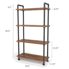 Barnyard Designs Rustic Industrial Bookshelf - Real Pine Wood with Sturdy Metal Frame - 4 Tier Bookcase for Displaying Decor - No Tools Required Assembly - 55" Tall, 29.5" Wide, 11.75" Deep